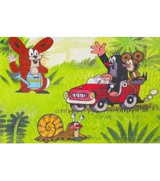 Pěnové puzzle Krtek - Jízda autíčkem 24d - Produkt Pěnové puzzle Krtek - Jízda autíčkem 24d