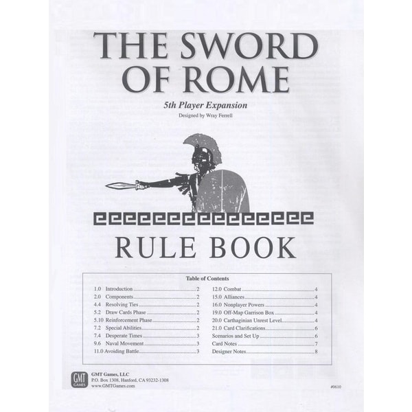 Sword of Rome: 5th Player Expansion