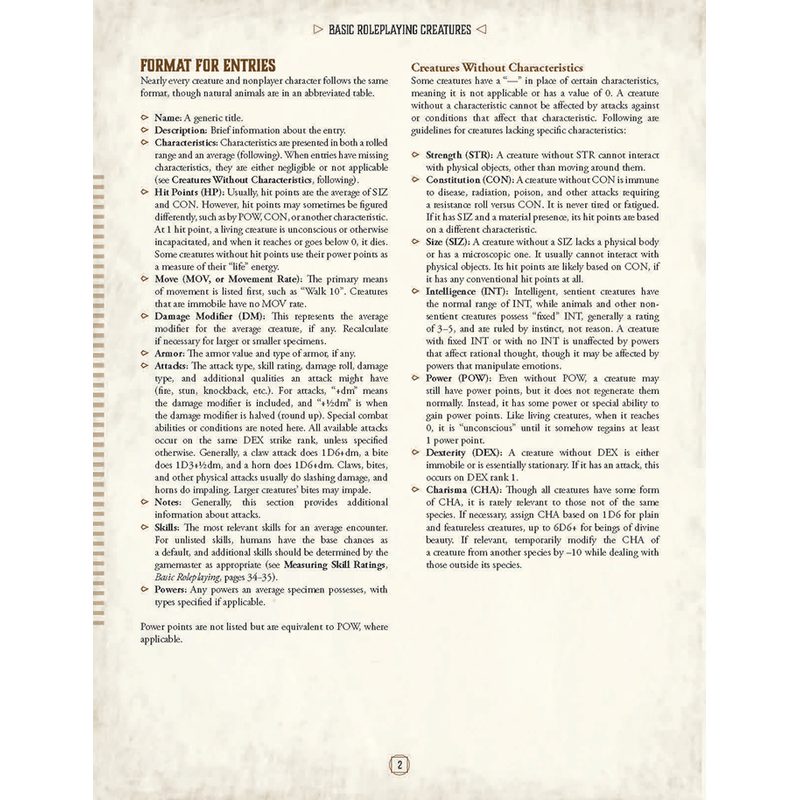 Basic Roleplaying: Creatures