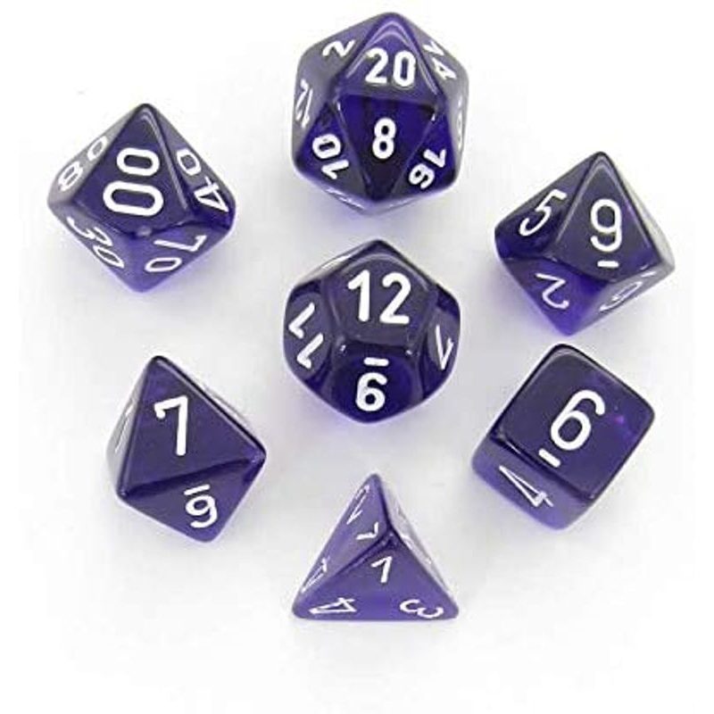 Sada 7 vícestěnných kostek - průhledná