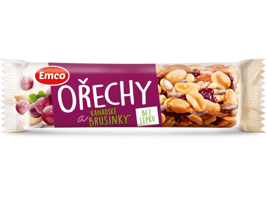 Emco - Tyčinka s ořechy a kanadskými brusinkami
