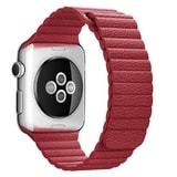 Apple Watch 42mm 44MM řemínek kožený provlékací červený