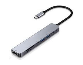 USB-C Hub USB 2.0 7x port rozbočovač HDMI SD redukce