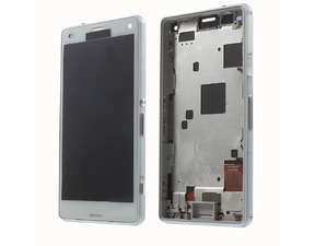Sony Xperia Z3 Compact LCD displej včetně středního rámečku telefonu D5803 bílá