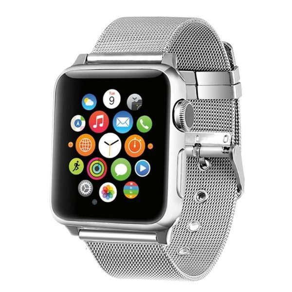 Apple Watch 42mm 44MM řemínek kovový s klasickou páskovou přezkou stříbrný