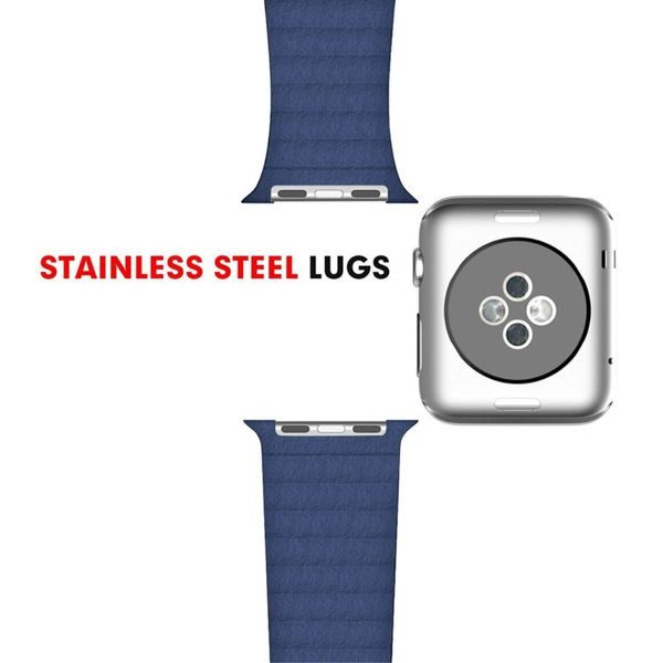 Apple Watch 42mm 44MM řemínek kožený provlékací modrý