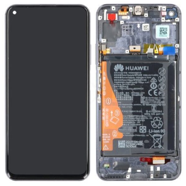 Honor 20 / Huawei Nova 5T LCD displej dotykové sklo včetně rámečku a baterie YAL-L21 černý (Service Pack)