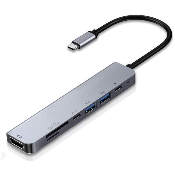 USB-C Hub USB 2.0 7x port rozbočovač HDMI SD redukce