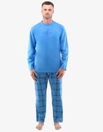 Trendi hosszú pizsama szett kék színben Ocean