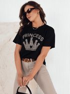 Fekete női póló Princess lenyomattal