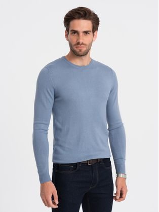 Hagyományos halvány kék pulóver kerek nyakkivágással V10 SWBS-0106