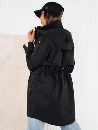 Trendi női fekete párka kabát Henry