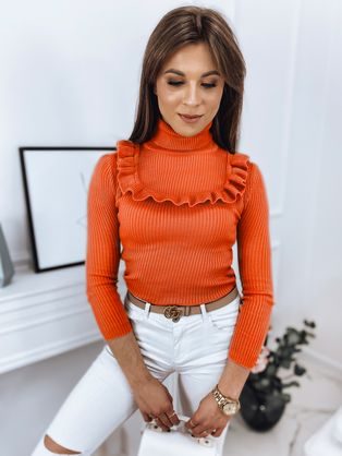 Narancs színű női pulóver különleges kivitelben Noah