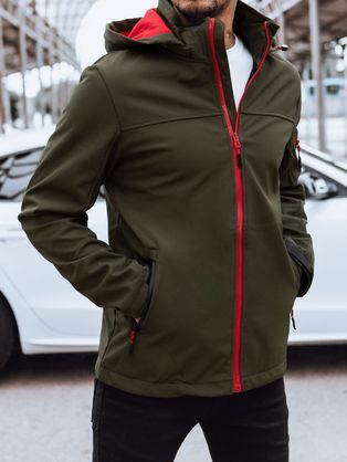 Trendi khaki színű softshell dzseki színes elemekkel