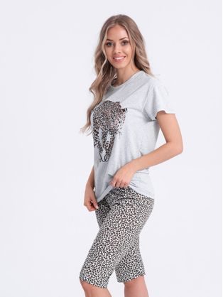 Szürke női pizsama Leopard ulr287