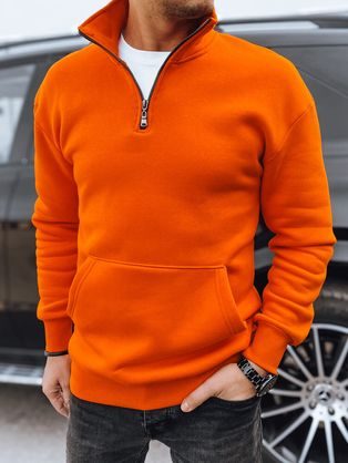 Kényelmes narancssárga pulóver cipzáros nyakkivágással