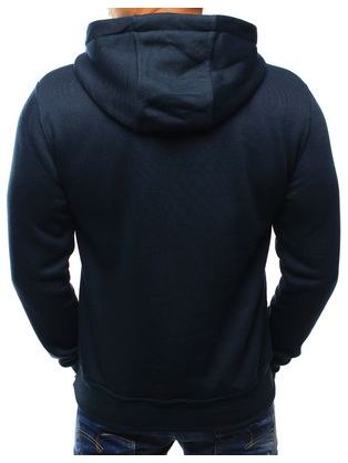 Vonzó sötétkék kapucnis pulóver