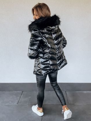 Különleges fekete női steppelt kabát Mineral