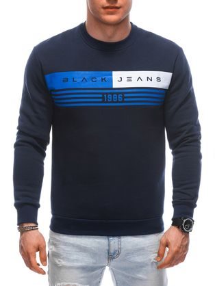 Trendi sötét kék pulóver B1661