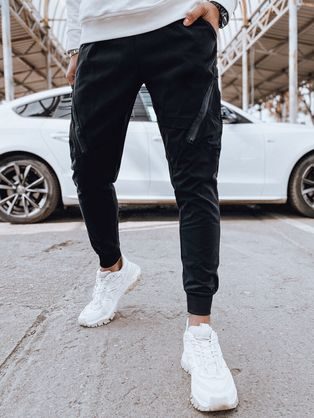 Modern zsebes fekete jogger nadrág