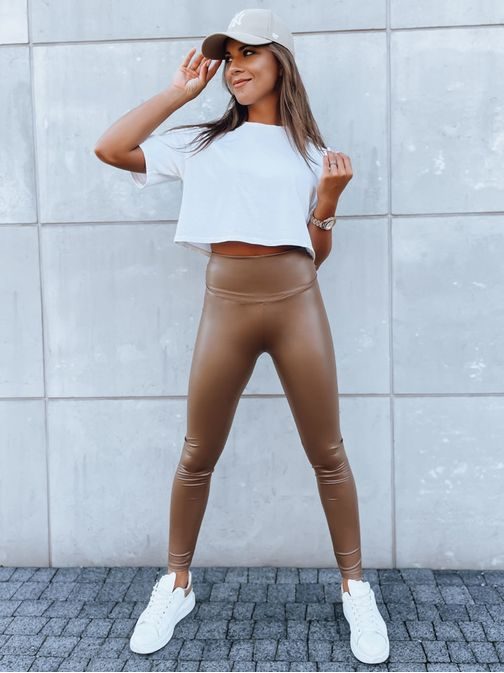 Női viaszos hatású barna leggings Edit