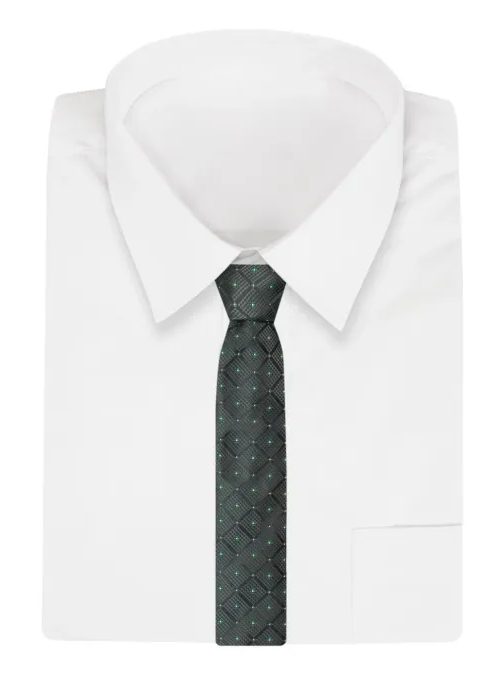 Grafit szürke nyakkendő zöld elemekkel  Alties