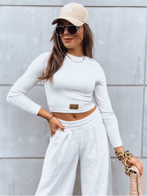 Halvány bézs nadrág és crop top szett Astral Allure