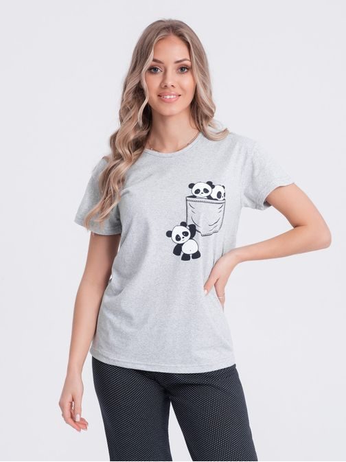 Szürke női pizsama panda ULR268