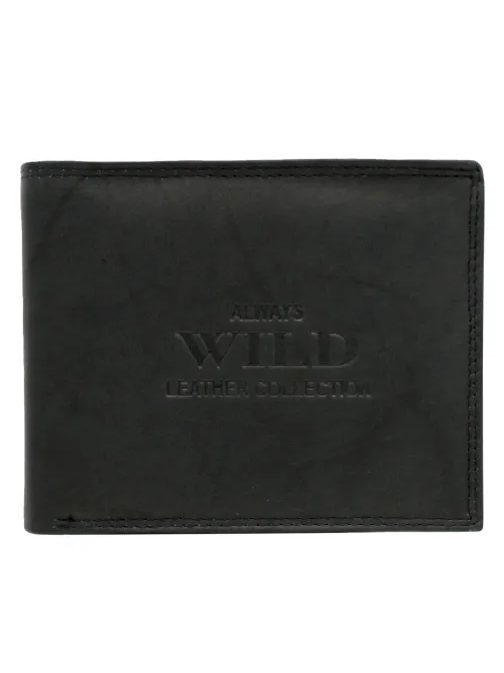 Fekete bőr pénztárca Always Wild