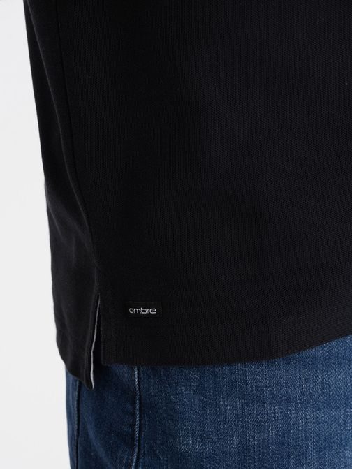 Kényelmes fekete galléros póló  V8 TSCT-0156