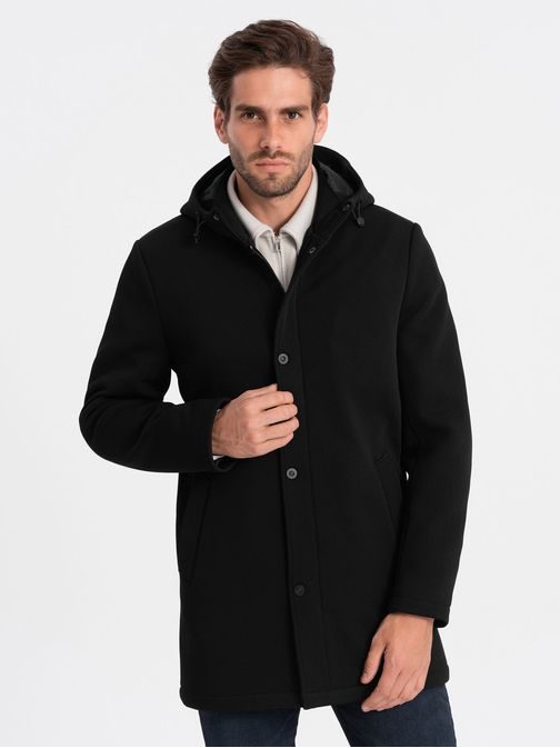 Téli férfi fekete kabát M V1 OM-cowc-0110