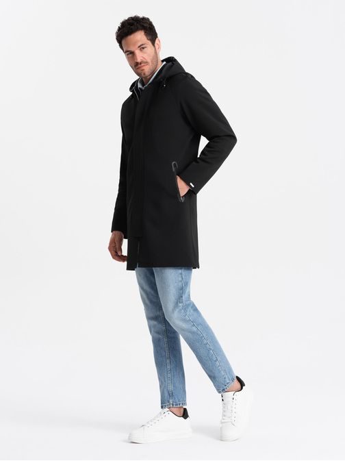 Trendi fekete férfi kabát V2 COSC-0112