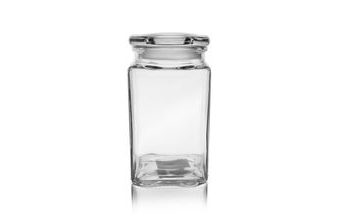 Dóza sklo s víkem 1,4 l hranatá