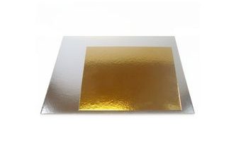 Dortová podložka zlatá a stříbrná (oboustranná) čtverec - 35x35 cm