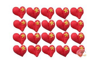 Cukrové dekorace červená srdíčka s kytičkou