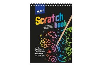 škrabací obrázek blok 20x14cm 10l černý/duha