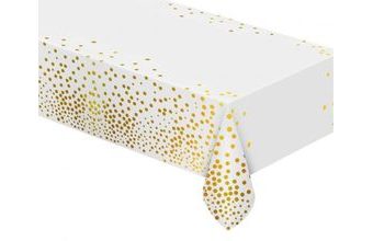 Ubrus foliový zlaté puntíky -bílý - 137 x 183 cm