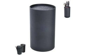 Stojan na nože plast kulatý štětiny BLACK