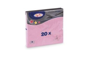 Ubrousky 33x33 cm světle růžové - 20 ks - třívrstvé PARTY