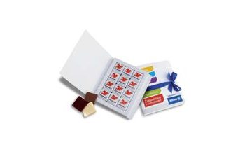 Reklamní čokoládová kniha 24x5g (12x5g), stuha s vaším motivem/logem - od 100 ks