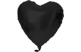 Balón foliový srdce - matné černé - 45 cm