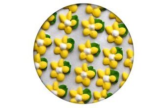 Cukrová dekorace - Květy jednoduché s lístkem 35ks žluté