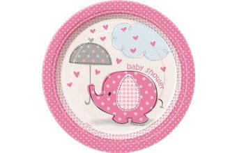Talíře umbrellaphants "Baby shower" - Holka / Girl -17 cm, 8 ks