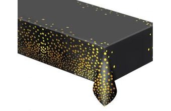 Ubrus foliový zlaté puntíky - černý - 137 x 183 cm