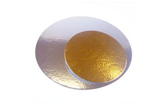 Dortová podložka zlatá a stříbrná (oboustranná) kruh - 26 cm