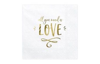 Ubrousky - Vše, co potřebujete, je láska, bílá, 33x33cm