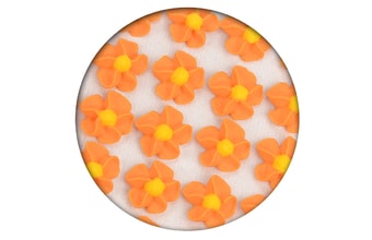 Cukrová dekorace - Květy točené 35 ks oranžové