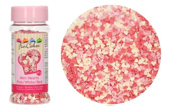 Cukrové zdobení Mini srdíčka - růžová/bílá/červená - 60 g