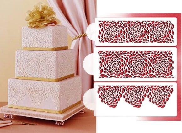 Sada geometrických šablon - Stencil Camilla Rose Cake set - 3 vzory