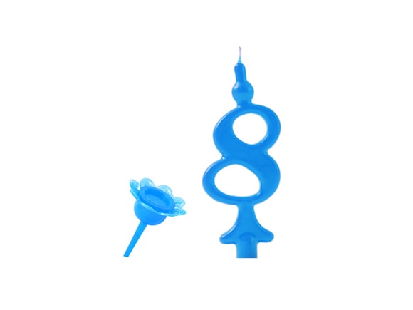 Narozeninová svíčka se zapichovacím stojánkem - Číslice modrá 8
